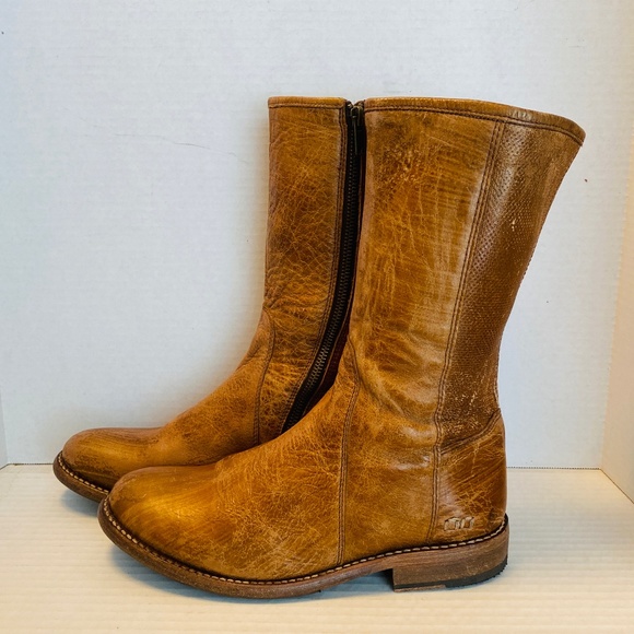 Bedstu Women's Brown Leather Round Toe Side Zip Mid Calf Boots, 9.5. - Picture 5 of 7